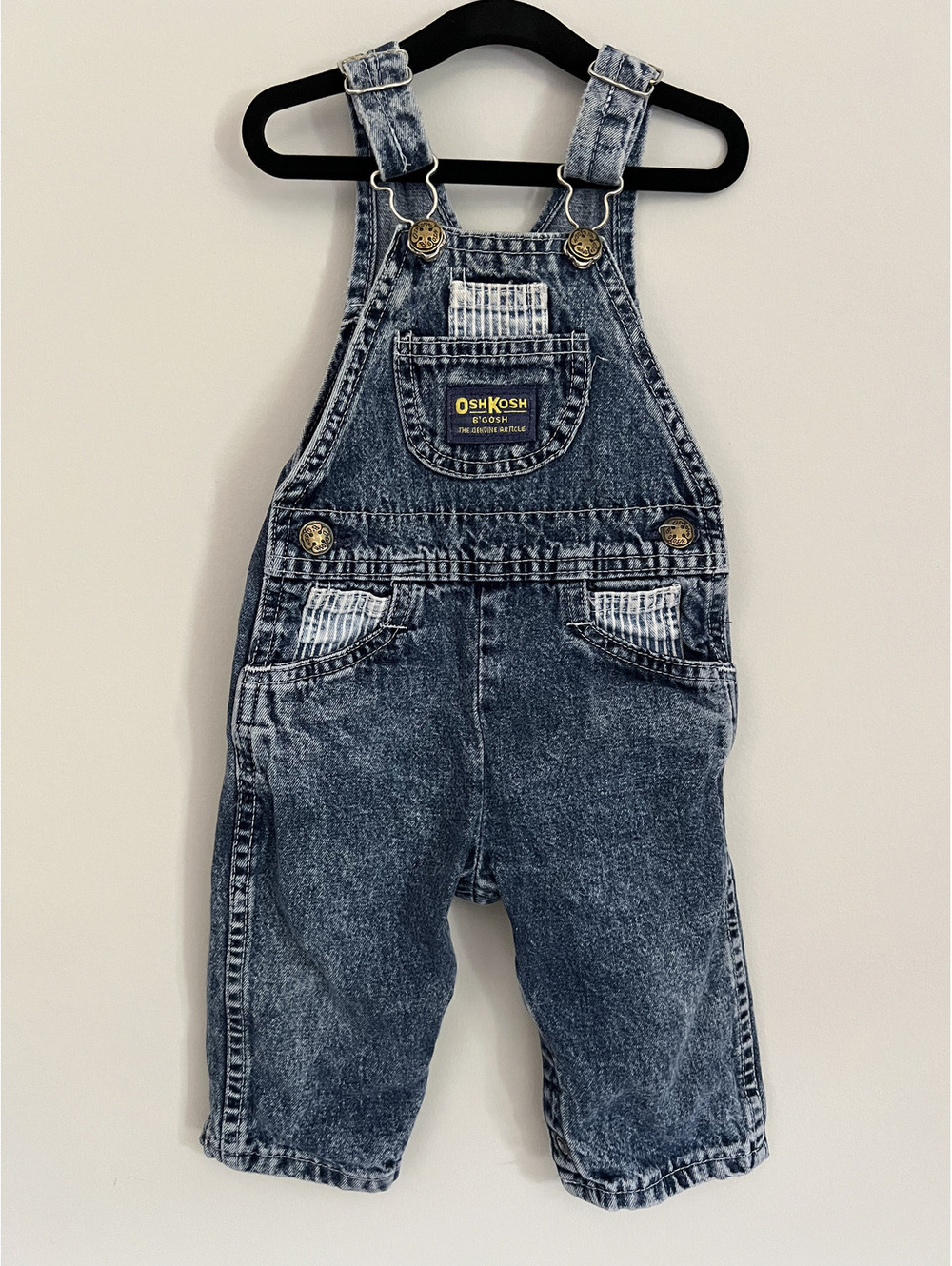 Vintage OshKosh B'Gosh Union Tag Medium Wash w/ Conductor Stripe Detail Overalls